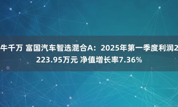 牛千万 富国汽车智选混合A：2025年第一季度利润2223.95万元 净值增长率7.36%
