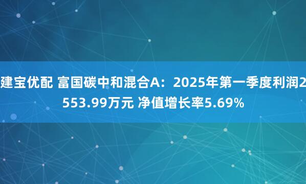 建宝优配 富国碳中和混合A：2025年第一季度利润2553.99万元 净值增长率5.69%