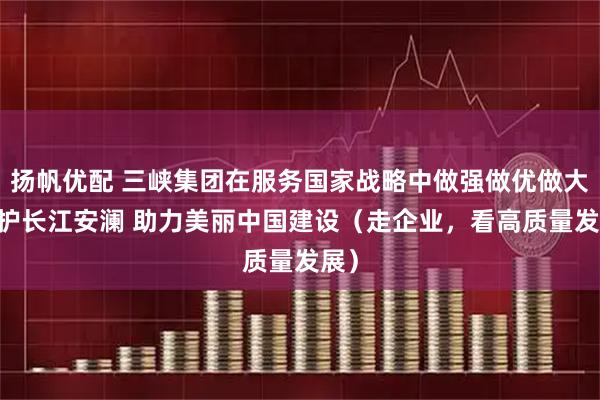 扬帆优配 三峡集团在服务国家战略中做强做优做大 守护长江安澜 助力美丽中国建设（走企业，看高质量发展）